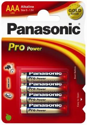 Panasonic 1.5V Alkáli AAA ceruza elem Pro power (4db / csomag)  (LR03PPG/4BP)
