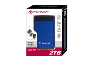 2TB  2.5" Transcend StoreJet 25H3 k&uuml;lső winchester USB 3.0 (TS2TSJ25H3B) &uuml;t&eacute;s&aacute;ll&oacute; feket-k&eacute;k