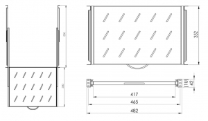 Stalflex rack szekrény polc 1U 19" 350mm fekete (RSR19-1U-350B)
