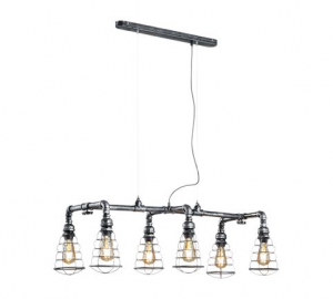 Trio 307000688 Gotham 6xE27 többágú függeszték lámpa antik ezüst