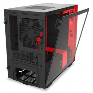 NZXT H210 táp nélküli ablakos Mini-ITX ház matt fekete-piros (CA-H210B-BR)