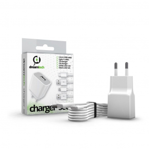 Dreamtech hálózati töltő + USB-C kábel 2A fehér (117949)