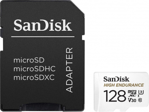 128GB Micro SDXC memória kártya Sandisk High Endurance CL10 U3 V30 + adapter  (SDSQQNR-128G-GN6IA / 183567)