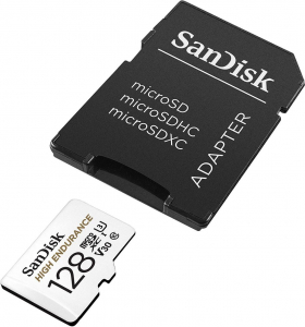 128GB Micro SDXC memória kártya Sandisk High Endurance CL10 U3 V30 + adapter  (SDSQQNR-128G-GN6IA / 183567)