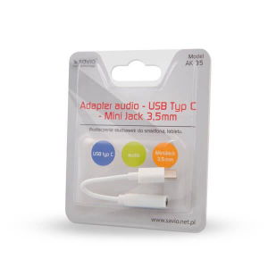 Savio AK-35 USB Type C - Jack anya átalakító fehér