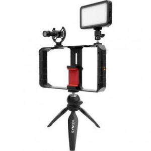 Synco Vlogger Kit 1 vlogging szett okostelefonokhoz, mikrofon, LED, mini &aacute;llv&aacute;ny, mobiltelefon cage