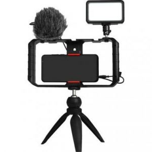 Synco Vlogger Kit 1 vlogging szett okostelefonokhoz, mikrofon, LED, mini &aacute;llv&aacute;ny, mobiltelefon cage