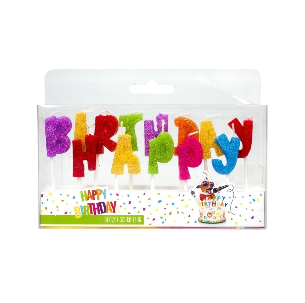 Trendhaus "Happy Birthday" csillogó betűk szülinapi gyertya szett (945945)