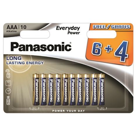 Panasonic 1.5V Alkáli AAA ceruza elem Everyday Power (10db / csomag)  (LR03EPS-10BW6-4F)