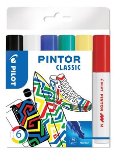 Pilot "Pintor M" dekormarker készlet 6 különböző klasszikus szín  (PIN-NORM-S6-M / PDMPTM6)