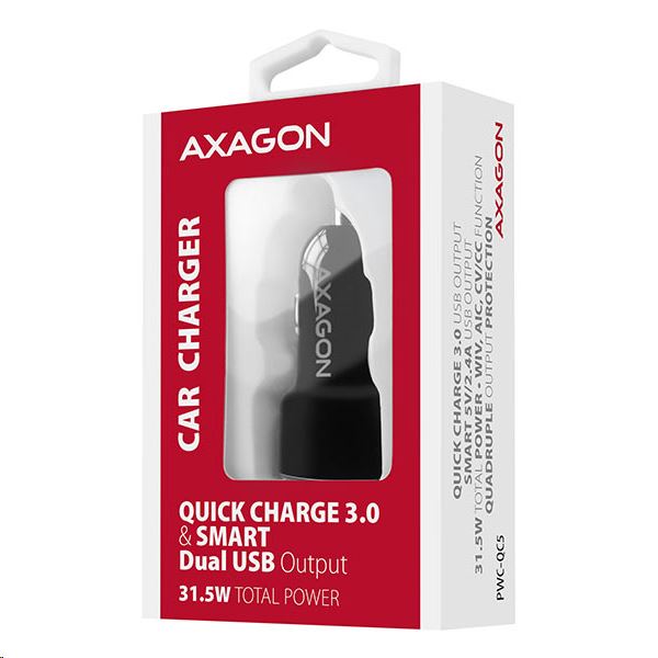 Axagon PWC-QC5 autós töltő USB fekete