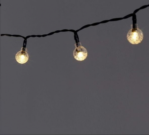 IRIS Buborékgömb alakú 23mm/8 programos/7m/IPX3 szabványos/meleg fehér/50db LED-es/napelemes fénydekoráció  (317-03)