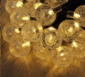 IRIS Buborékgömb alakú 23mm/8 programos/7m/IPX3 szabványos/meleg fehér/50db LED-es/napelemes fénydekoráció  (317-03)