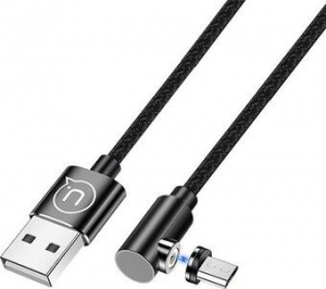 USAMS SJ446USB01 jobb oldalas mágneses USB Micro - USB töltőkábel 1m fekete (1337686)
