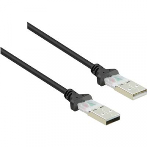 USB 2.0 csatlakozókábel, 1x USB 2.0 dugó A - 1x USB 2.0 dugó A, 1,8 m, fekete, aranyozott, renkforce