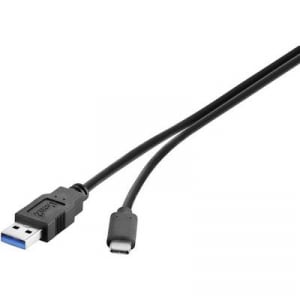 Renkforce USB 3.1 (Gen 2) Csatlakozókábel [1x USB 3.1 dugó, A típus - 1x USB-C™ dugó] 1.80 m Fekete UL minősített, Aranyozatt érintkező