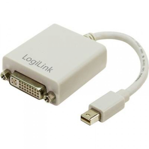 DisplayPort - DVI átalakító adapter, 1x mini DisplayPort dugó - 1x DVI aljzat 24+5 pól., fehér, LogiLink