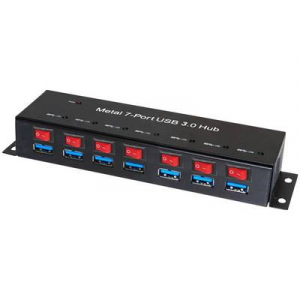 USB 3.0 HUB, fém, kapcsolható, 7 portos, Renkforce