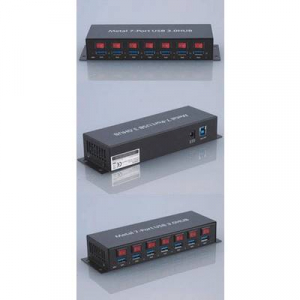 USB 3.0 HUB, fém, kapcsolható, 7 portos, Renkforce