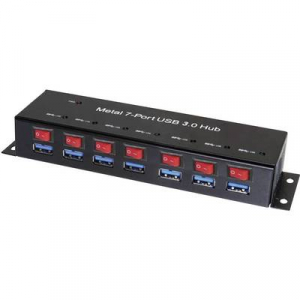 USB 3.0 HUB, fém, kapcsolható, 7 portos, Renkforce
