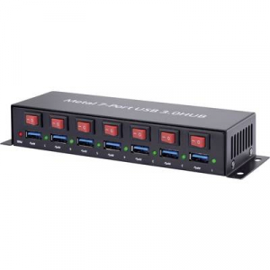 USB 3.0 HUB, fém, kapcsolható, 7 portos, Renkforce