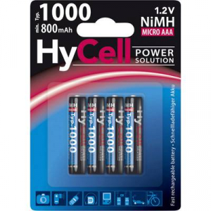 Mikroceruza akku AAA NiMH, 1,2V 1000 mAh, 4 db, HyCell HR3, HR03, UO100557, DC2400, DC2400B4N, LR03