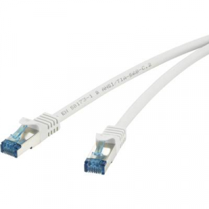 RJ45 H&aacute;l&oacute;zat Hosszabb&iacute;t&oacute;k&aacute;bel CAT 6A S/FTP 3.00 m Sz&uuml;rke V&eacute;dővel, L&aacute;ng&aacute;ll&oacute; Renkforce