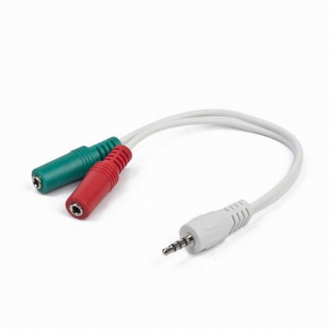 Gembird Jack stereo 3,5mm (4pin) -> 2db Jack stereo 3,5mm M/F adapter 0.15m fehér (CCA-417W)