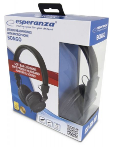 Esperanza Bongo mikrofonos fejhallgató fekete (EH212K)