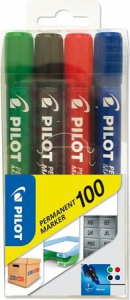 PILOT Alkoholos marker, 1 mm, kúpos, "Permanent Marker 100", 4 szín (SCA-100-S4)