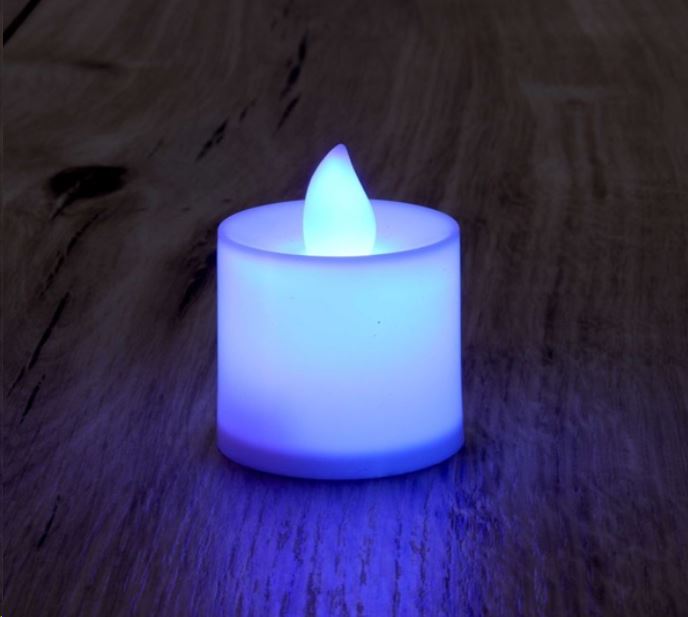 IRIS Gyertya alakú fix fényű LED-es lila fénydekoráció 4db/csomag  (015-03)