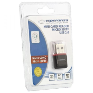 Esperanza EA134K MicroSD - USB 2.0 kártyaolvasó fekete