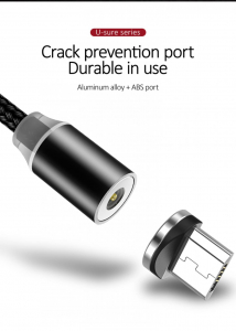 Usams SJ294USB01 mágneses MicroUSB töltőkábel fekete (1299152)