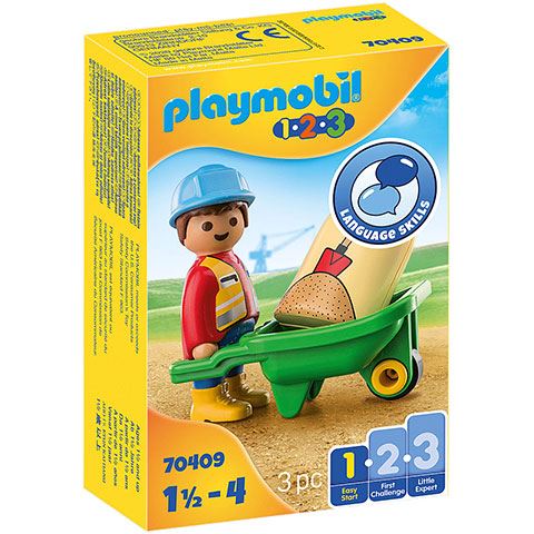 Playmobil: 1-2-3 - Építőmunkás talicskával (70409P)