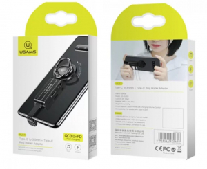 Usams SJ359TC01 USB-C + Jack adapter telefongyűrűvel (1343867)