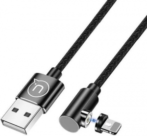 Usams SJ444USB01 jobb oldalas mágneses Lightning töltőkábel100cm fekete (1337678)