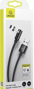Usams SJ444USB01 jobb oldalas mágneses Lightning töltőkábel100cm fekete (1337678)
