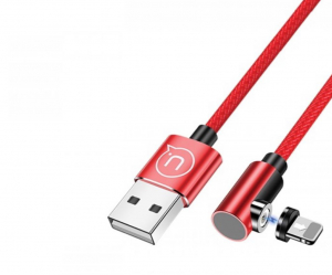 Usams SJ444USB02 jobb oldalas mágneses Lightning töltőkábel 100cm piros (1337685)