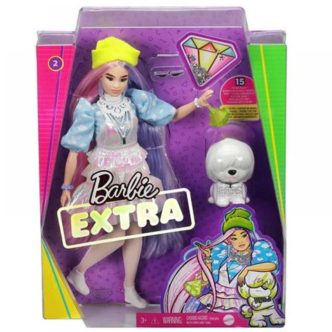 Mattel Barbie Extra: Baba csillogó ruhában, kiskedvenccel  (GRN27/GVR05)