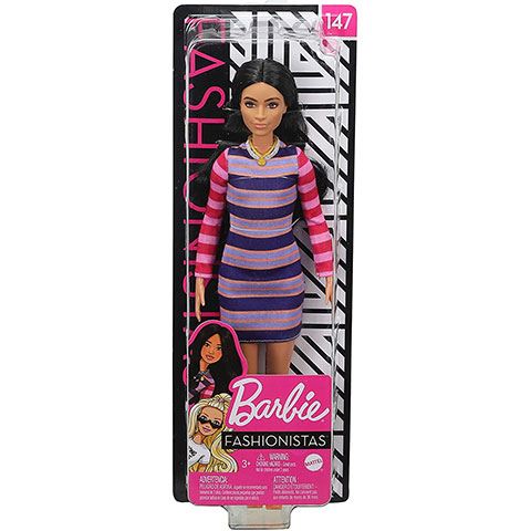 Mattel Barbie Fashionista baba csíkos ruhában (FBR37/GYB02)