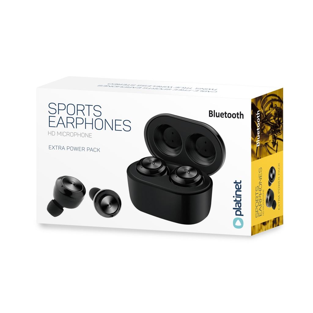 Platinet TWS Sport Bluetooth Headset, fekete  (PM1080B)