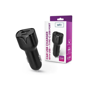 Setty TF-0026 univerzális USB + Type-C autós töltő 2,4A fekete