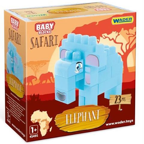 Wader Baby Blocks: Safari elefánt építőjáték szett 23db-os (41502)