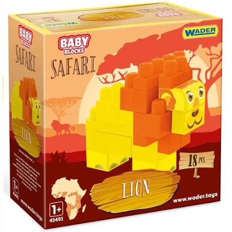 Wader Baby Blocks: Safari oroszlán építőjáték szett 18db-os (41503)