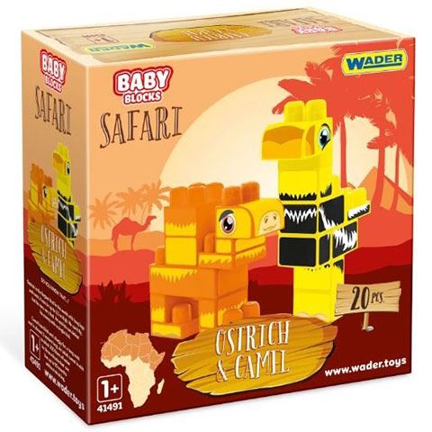 Wader Baby Blocks: Safari teve és strucc építőjáték szett 20db-os (41504)