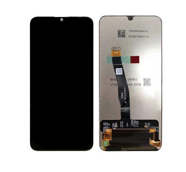 Huawei P30 Lite kompatibilis LCD modul kerettel, OEM jellegű, fekete, Grade S (51130)