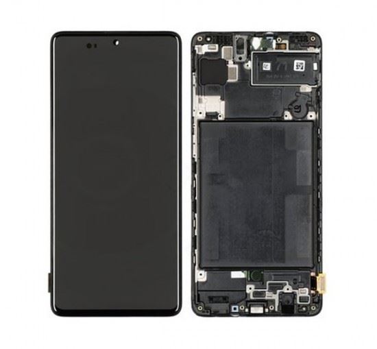 Samsung A715 Galaxy A71 kompatibilis LCD modul, OEM jellegű, fekete (GH82-22152A)