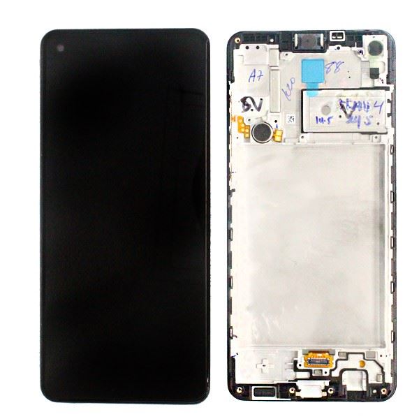 Samsung Galaxy A21s kompatibilis LCD modul kerettel, OEM jellegű, fekete (GH82-22988A)