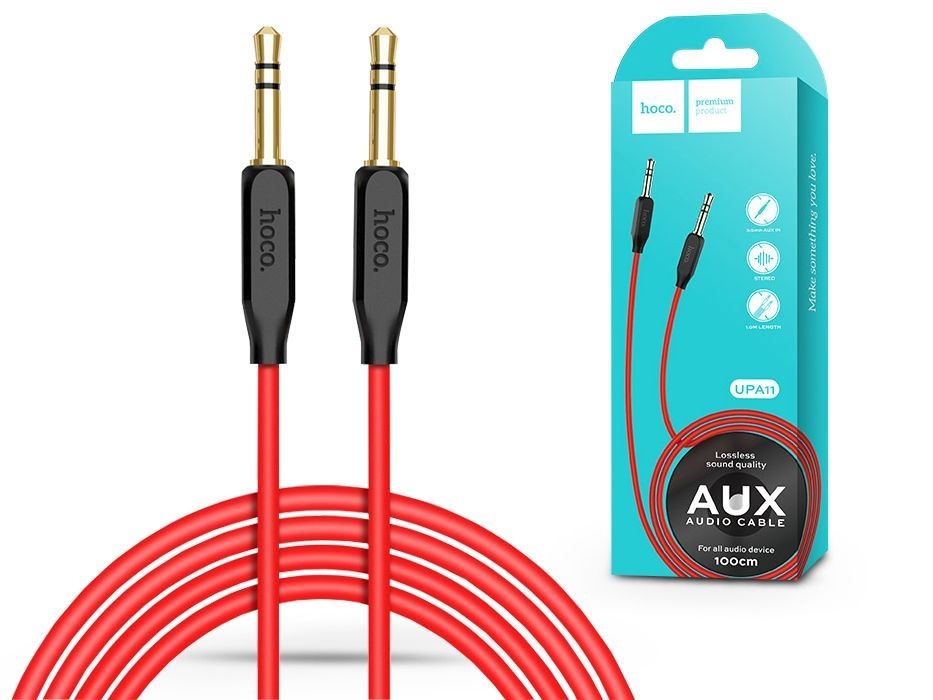 Hoco UPA11 3,5mm jack - 3,5mm jack audio kábel 1m piros (HOC0134)