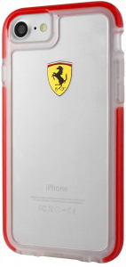 Ferrari iPhone 7 tok átlátszó-piros (FEGLHCP7RE)